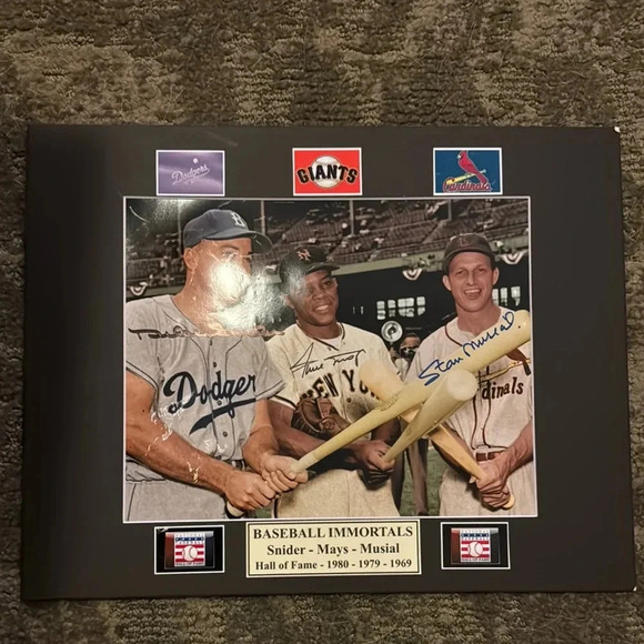Baseball Immortals Signed Photo duke snider willie mays Stan Musial - Picture 1 of 4